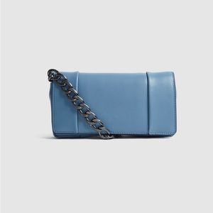 Reiss Alma Clutch Small Leather Bag Blue
